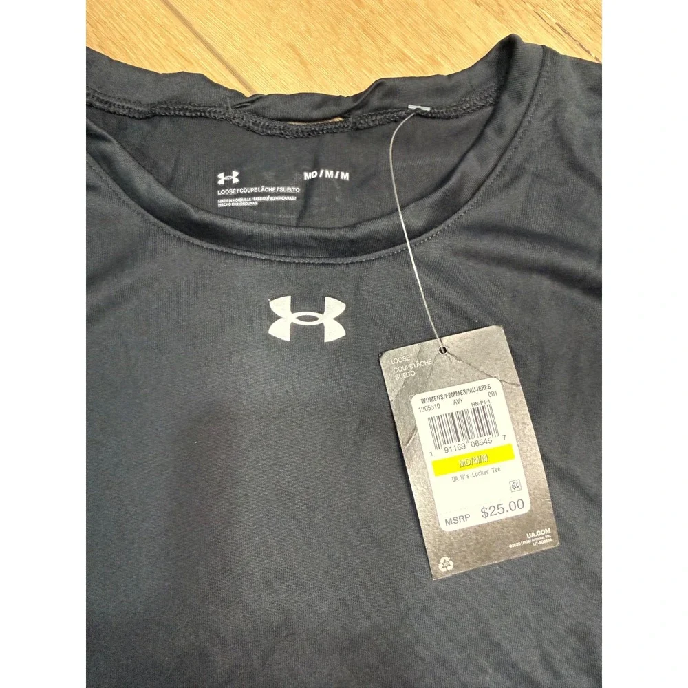 Under Armour Womens Locker Tee Black Short Sleeve Athletic T-Shirt 1305510 MD - Picture 3 of 3